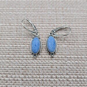 Sterling Silver Blue Sodalite Stone Dangle Earrings A6534